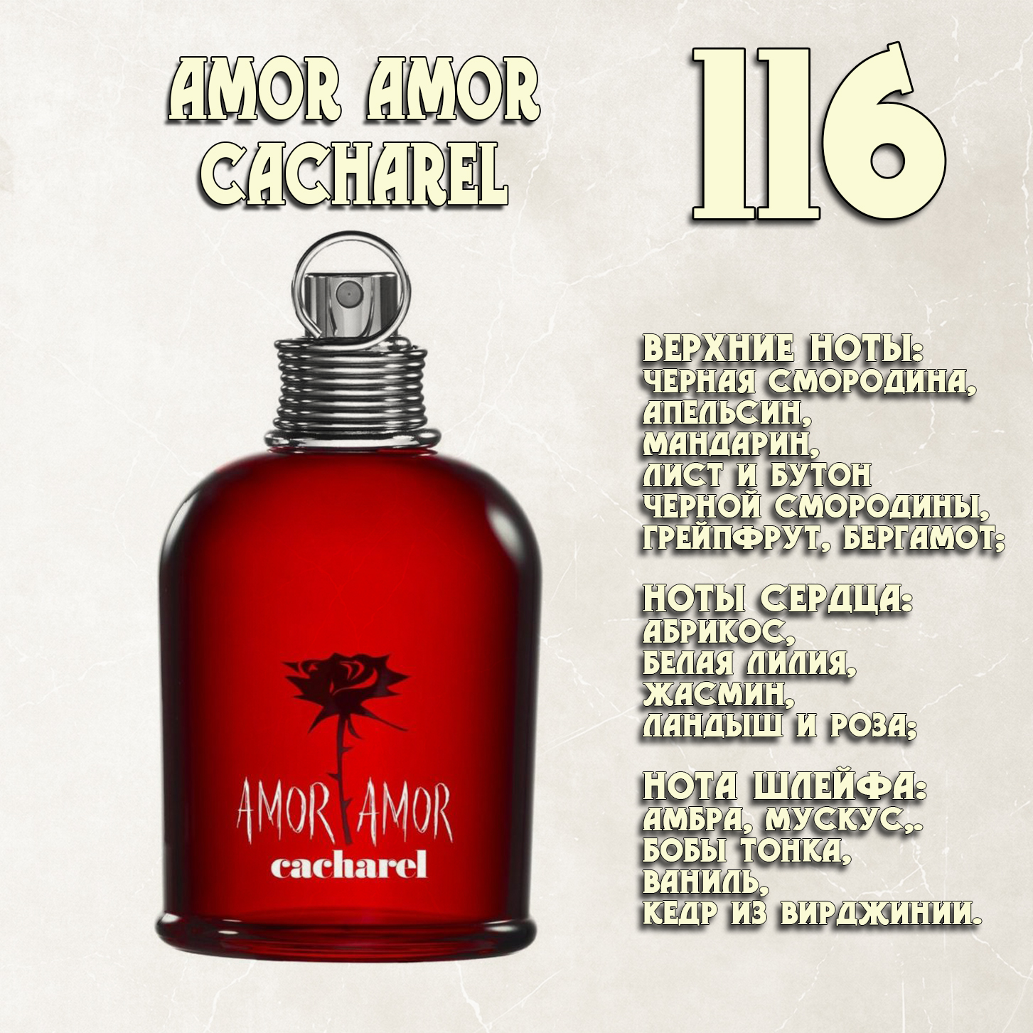 Parfum de Nathalie, Numéro 116.  (Amor Amor / Cacharel)