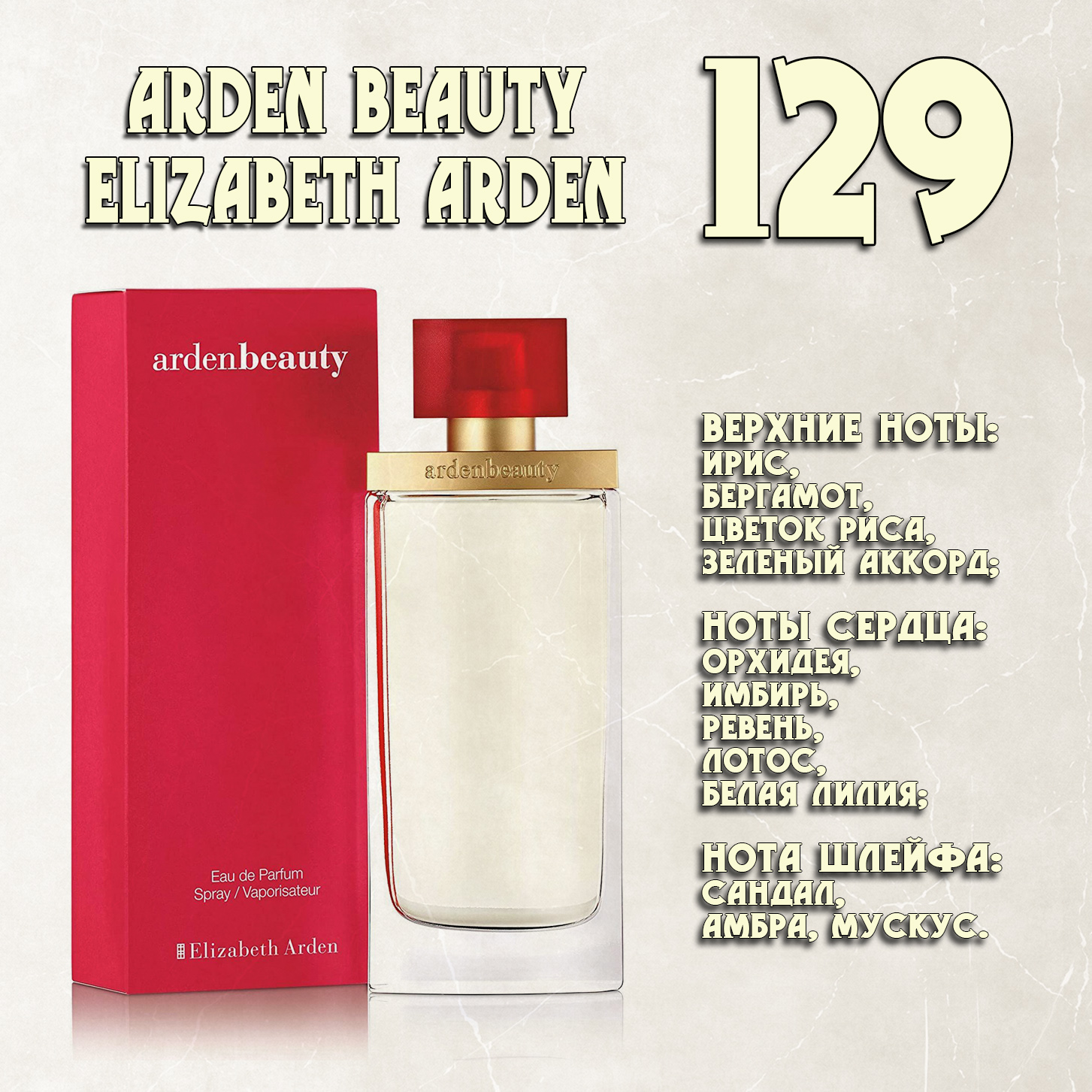 Parfum de Nathalie, Numéro 129.  (Arden Beauty/ Elizabeth Arden)