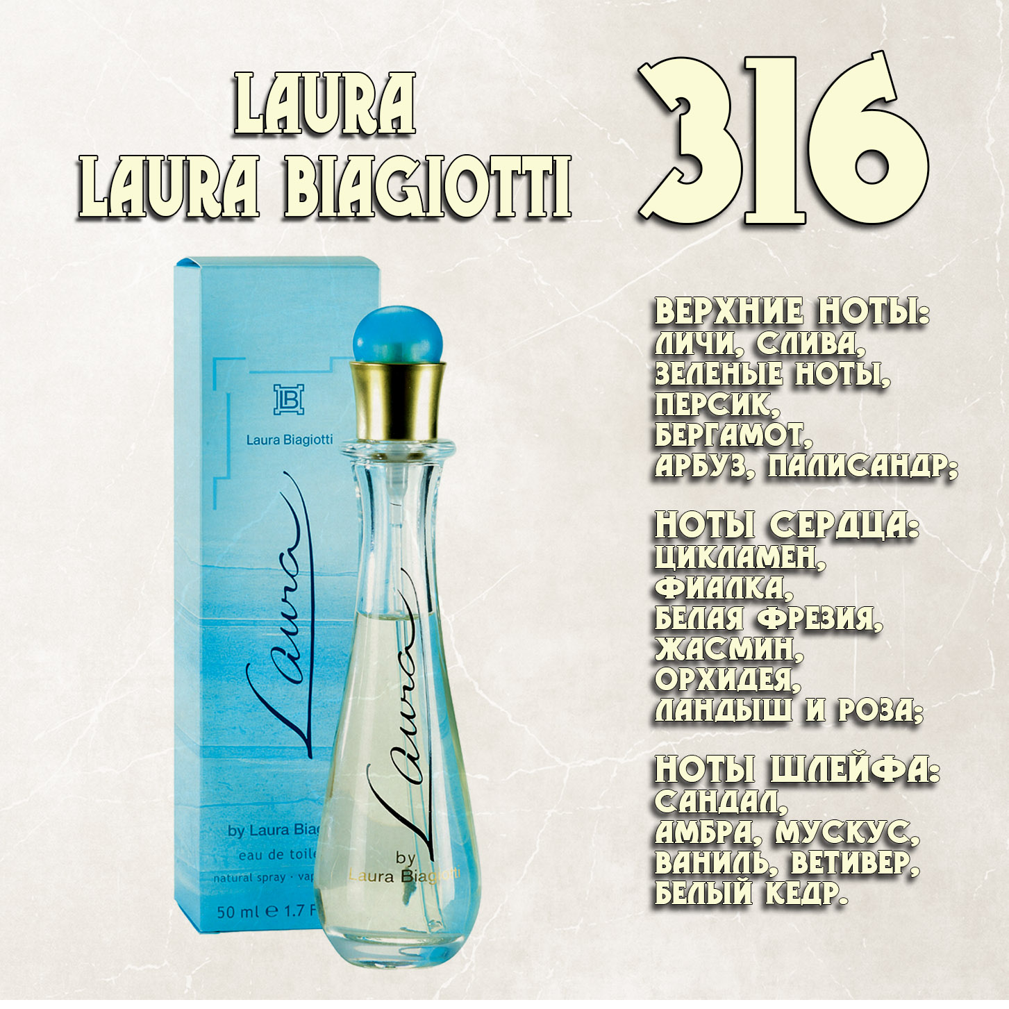Parfum de Nathalie, Numéro 316.  (Laura / Laura Biagiotti)