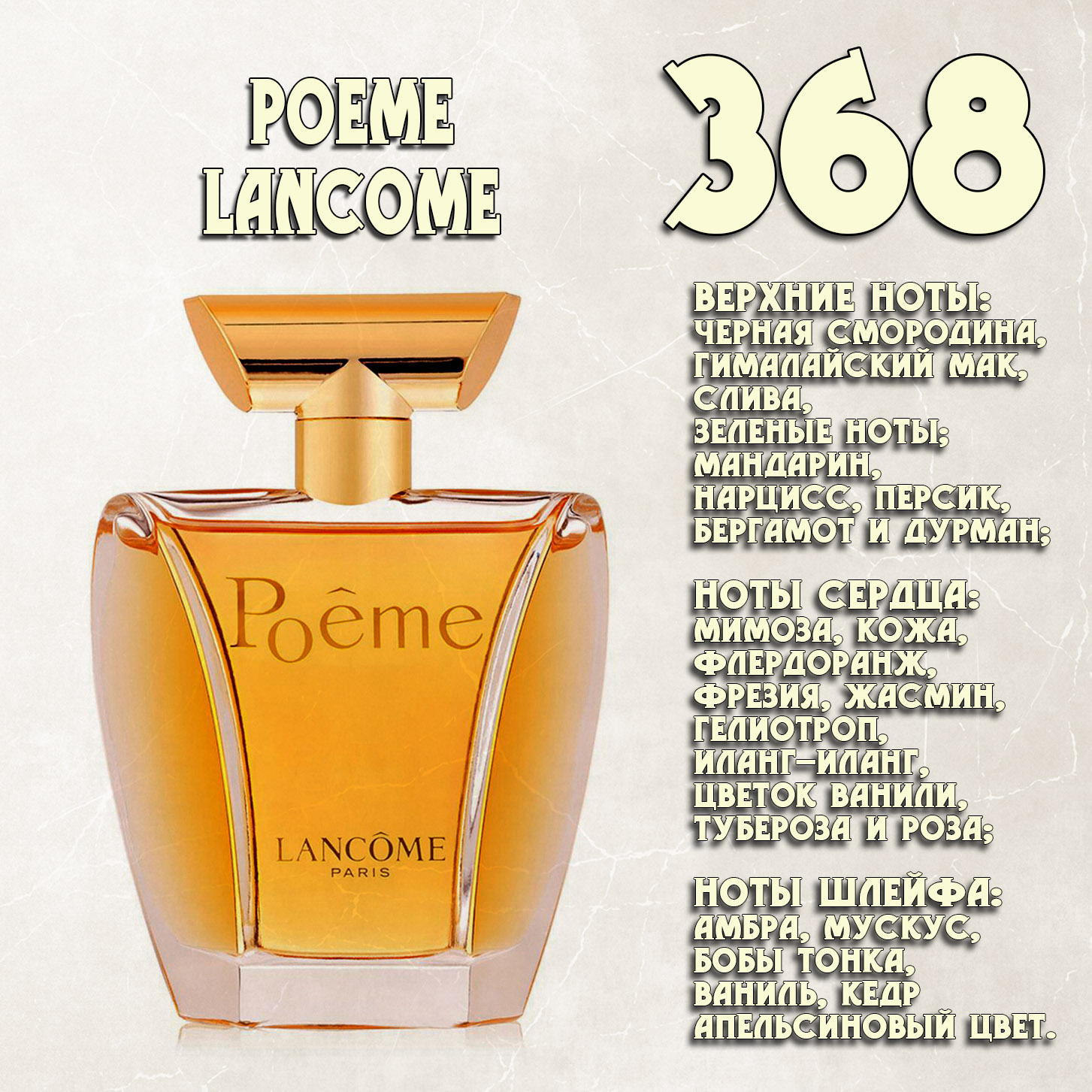 Parfum de Nathalie, Numéro 368.  (Poeme / Lancome)