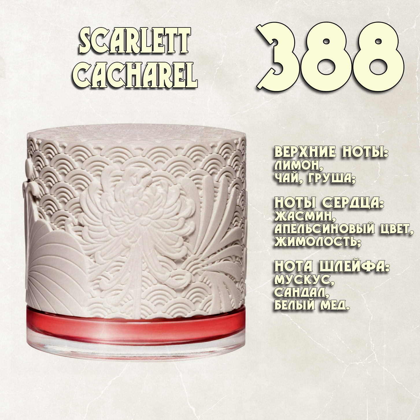Parfum de Nathalie, Numéro 388.  (Scarlett / Cacharel)