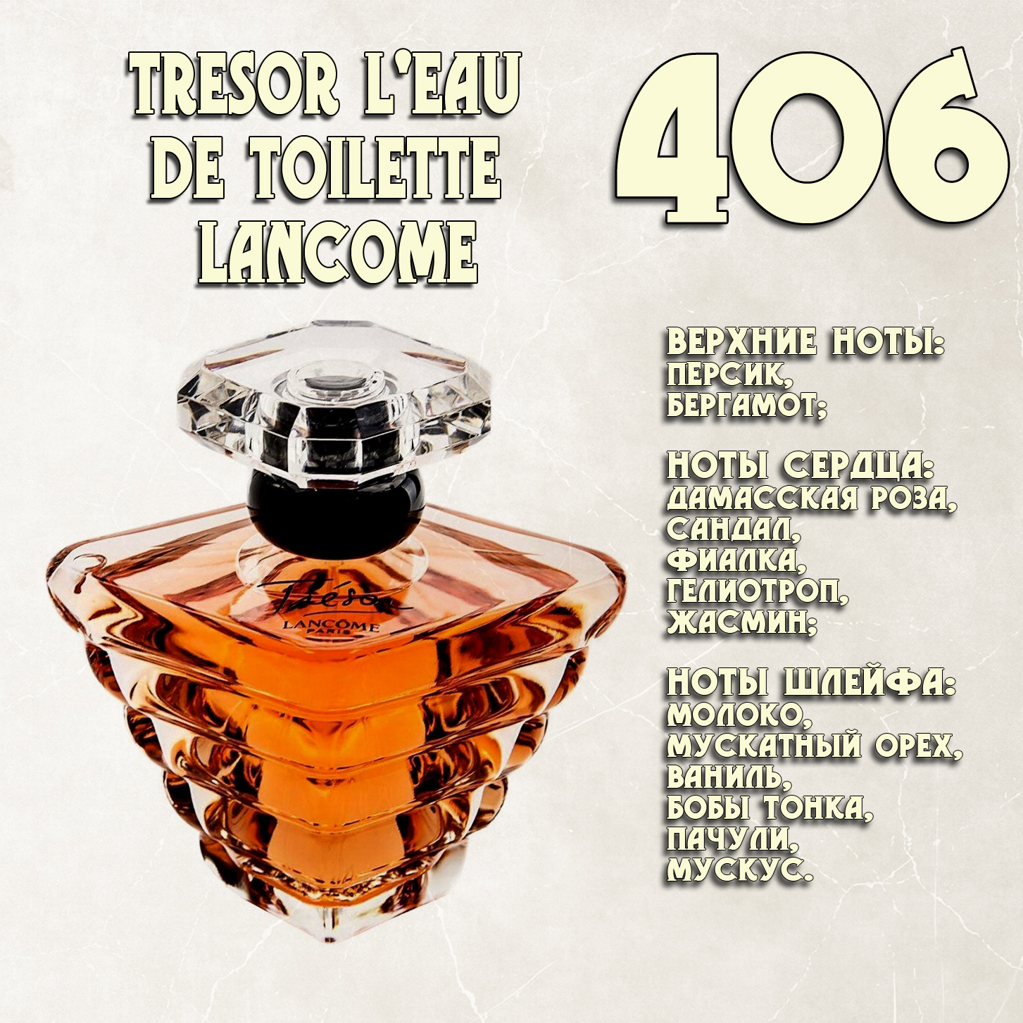 Parfum de Nathalie, Numéro 406.  (Tresor L'Eau de Toilette / Lancome) Parfum de Nathalie, Numéro 406.  (Tresor L'Eau de Toilette / Lancome)